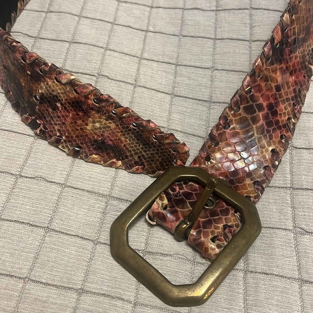 Melamed  snake print wide vintage brown Leather belt size large